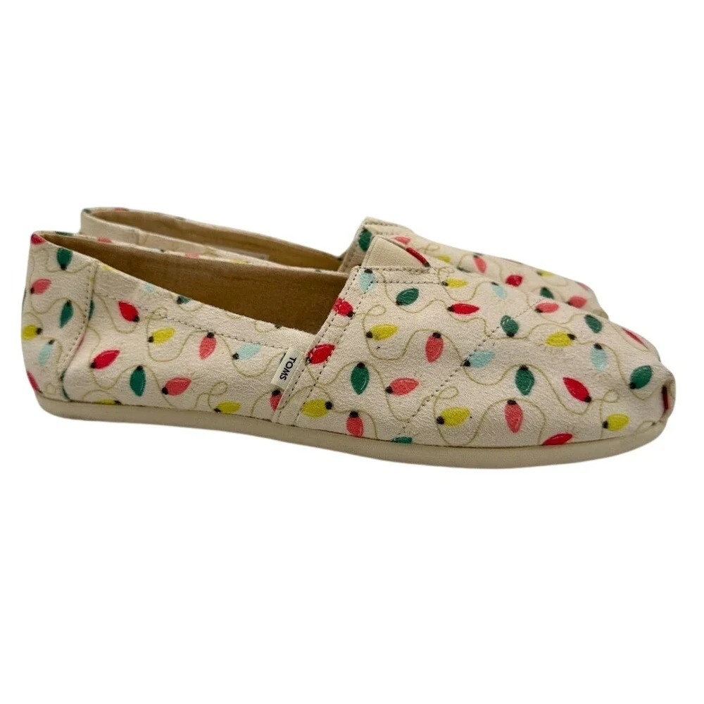 Toms Alpargata Holiday lLights Festive‎  Slip-on Shoes Women's 9 EUC